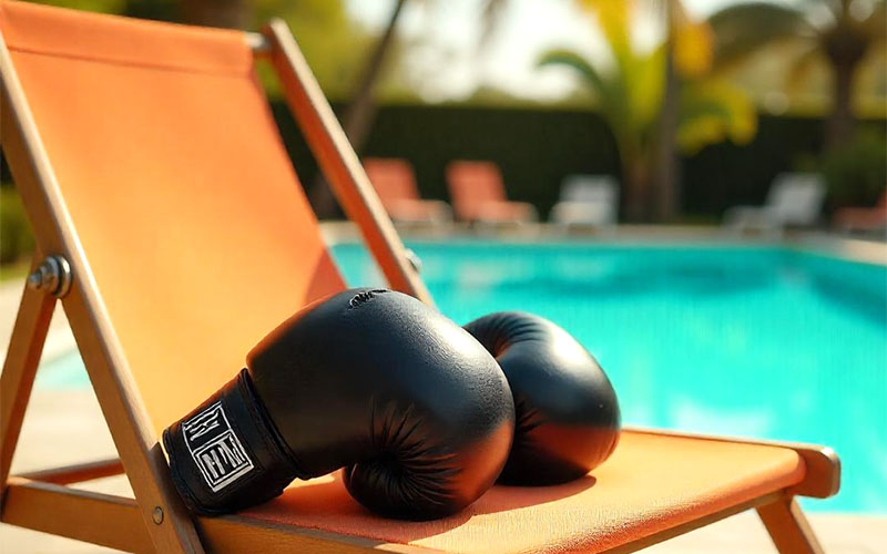 gants de boxe sur un transat